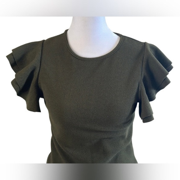 SHEIN Olive Green Ruffle Sleeve Bodysuit - Picture 5 of 7